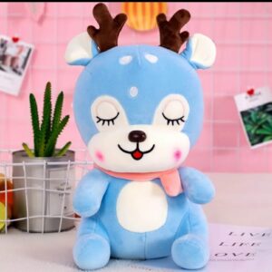 Ricky The Reindeer Stuffed Animal Soft Toy Light Blue, 35 Cm Soft Toy Stuffed Animal Plush Teddy Gift For Kids Girls Boys Love8398