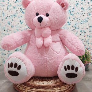 Bow Heart Teddy Pink, 60 Cm Soft Toy Stuffed Animal Plush Teddy Gift For Kids Girls Boys Love7738
