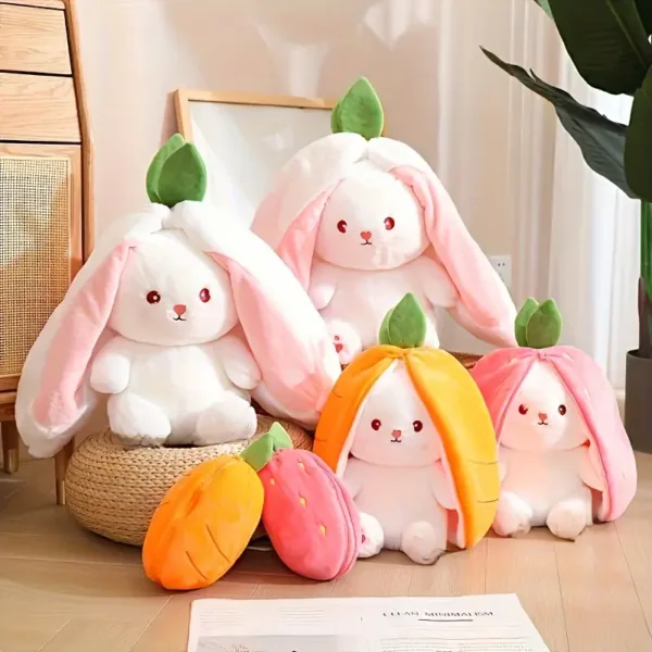 Reversible Strawberry Rabbit Plush Toy Pink, 30 Cm Soft Toy Stuffed Animal Plush Teddy Gift For Kids Girls Boys Love8481