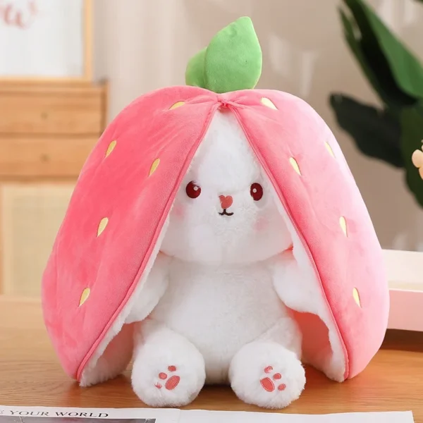 Reversible Strawberry Rabbit Plush Toy Pink, 30 Cm Soft Toy Stuffed Animal Plush Teddy Gift For Kids Girls Boys Love8480
