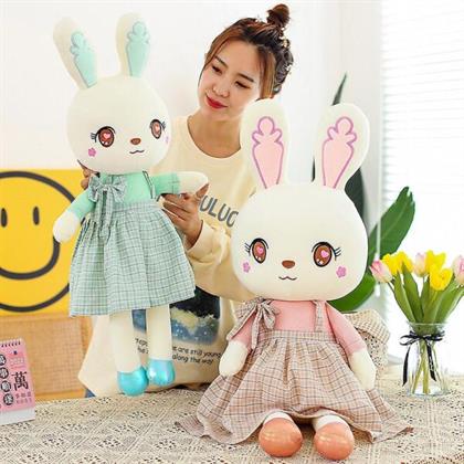 School Dress Rabbit Doll Green, 40 Cm Soft Toy Stuffed Animal Plush Teddy Gift For Kids Girls Boys Love6961
