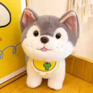 Sitting Husky Dog Pet Animal Plush Grey, 25 Cm Soft Toy Stuffed Animal Plush Teddy Gift For Kids Girls Boys Love7957