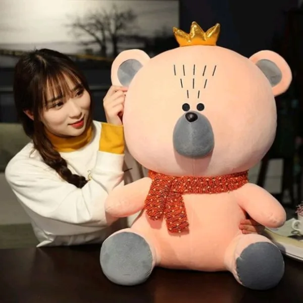 (muffler) Crown Teddy Bear Plush Soft Toy Stuffed Animal Plush Teddy Gift For Kids Girls Boys Love8687